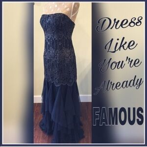 Aiden MATTOX Blue Strapless Formal Dress